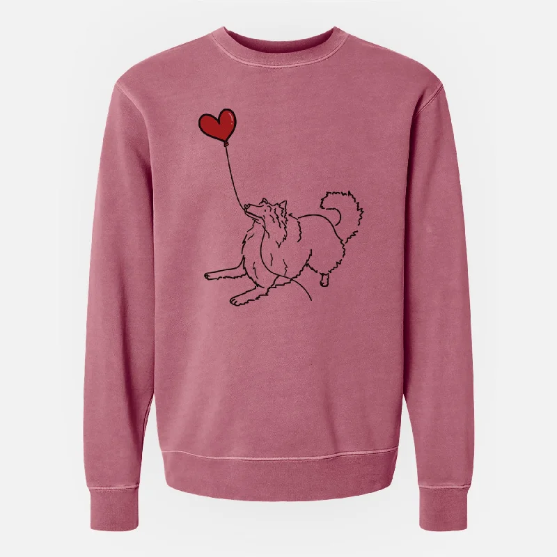 Rough Collie Heart String - Unisex Pigment Dyed Crew Sweatshirt Warm Fleece Sweatshirts