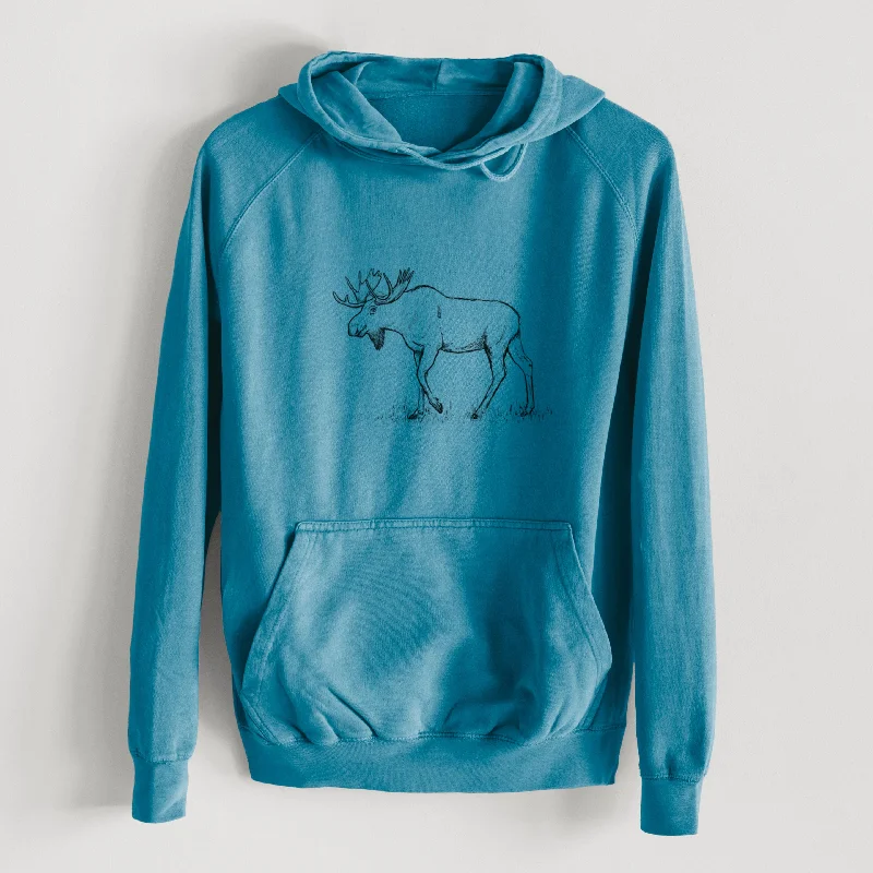 Bull Moose - Alces alces  - Mid-Weight Unisex Vintage 100% Cotton Hoodie Modern Hoodie Sweatshirt