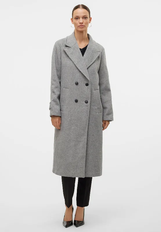 Vero Moda Anna Long Wool Coat, Light Grey Women's luxury jackets