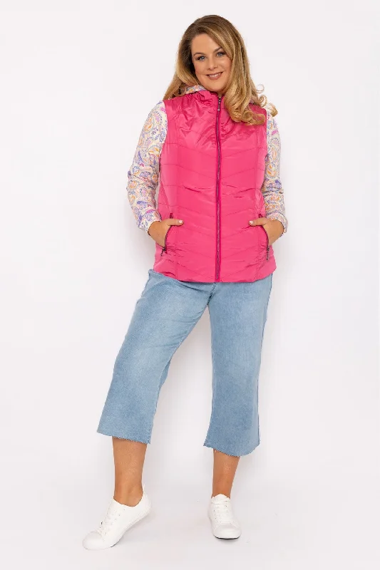 Classic Fit Decorative Seam Gilet in Pink Women's formal jackets