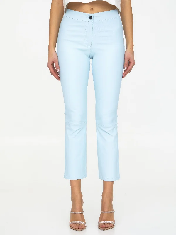 Light-blue Leather Pants