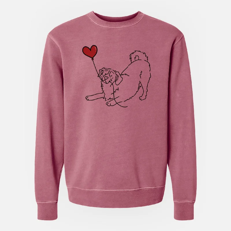 Bernese Mountain Dog Heart String - Unisex Pigment Dyed Crew Sweatshirt Trendy Hoodie Sweatshirt