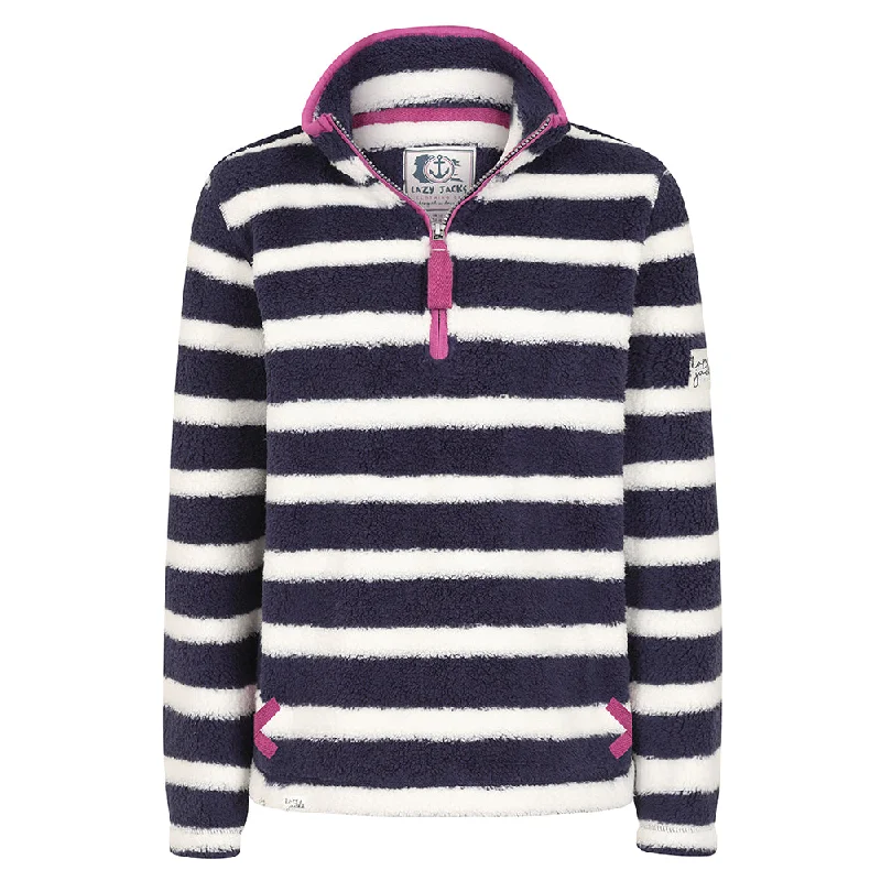 LJ86S - Striped 1/4 Zip Sweatshirt - Marine Soft Cotton Hoodie