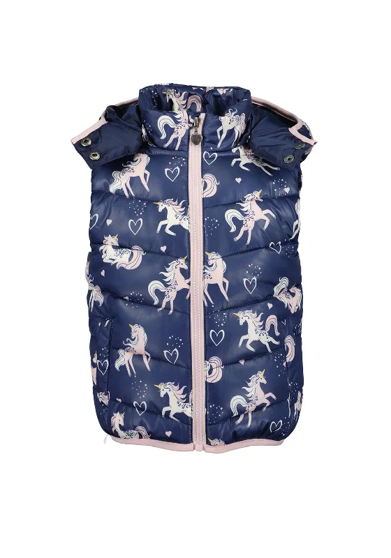 Blue Seven Girls Unicorn Full Zip Gilet, Navy Women's hooded jackets