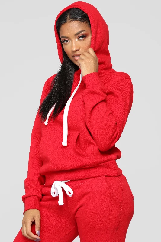 Relaxed Vibe Solid Hoodie - Red Hoodies for Winter Wear