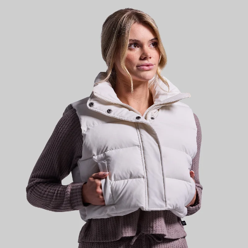 Fireside Cropped Puffer Vest (Ivory) Women's elegant jackets