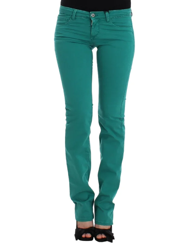 Chic Green Straight Leg Jeans For Sophisticated Style