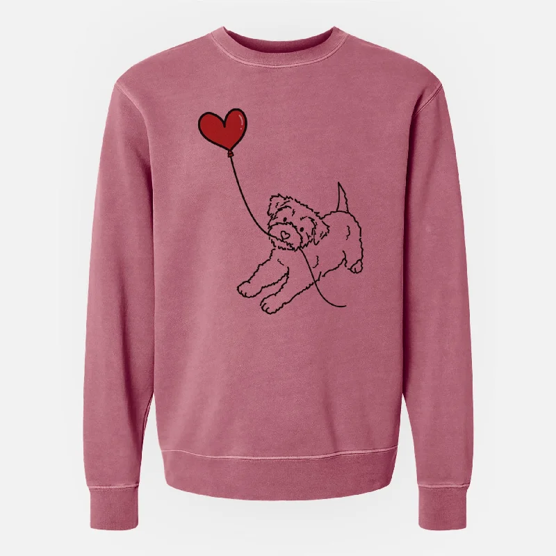 Yorkiepoo Heart String - Unisex Pigment Dyed Crew Sweatshirt Lightweight Hoodie Sweatshirt