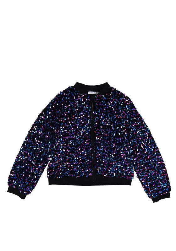 Name It Kid Girl Sequin Jacket, Black Women's oversized jackets