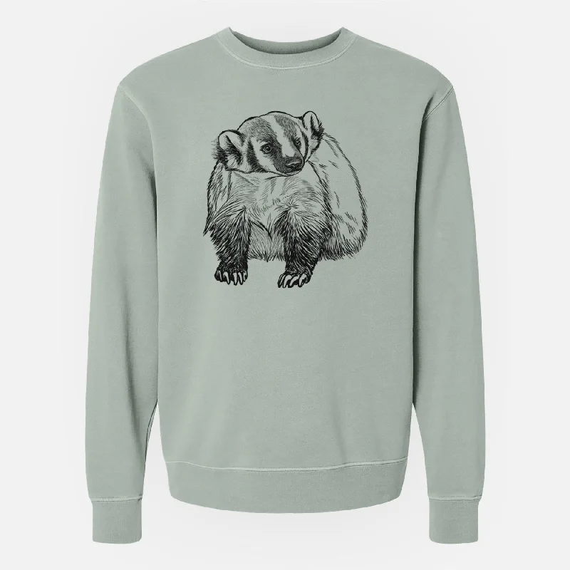 American Badger - Taxidea taxus - Unisex Pigment Dyed Crew Sweatshirt Printed Sweatshirt Hoodie