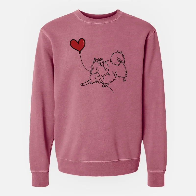 Pomeranian Heart String - Unisex Pigment Dyed Crew Sweatshirt Relaxed Sweatshirt Look