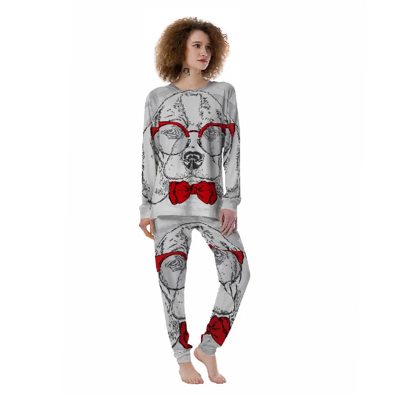 Beagle With Glasses Hipster Print Women's Pajamas Best pajama sets for honeymoon