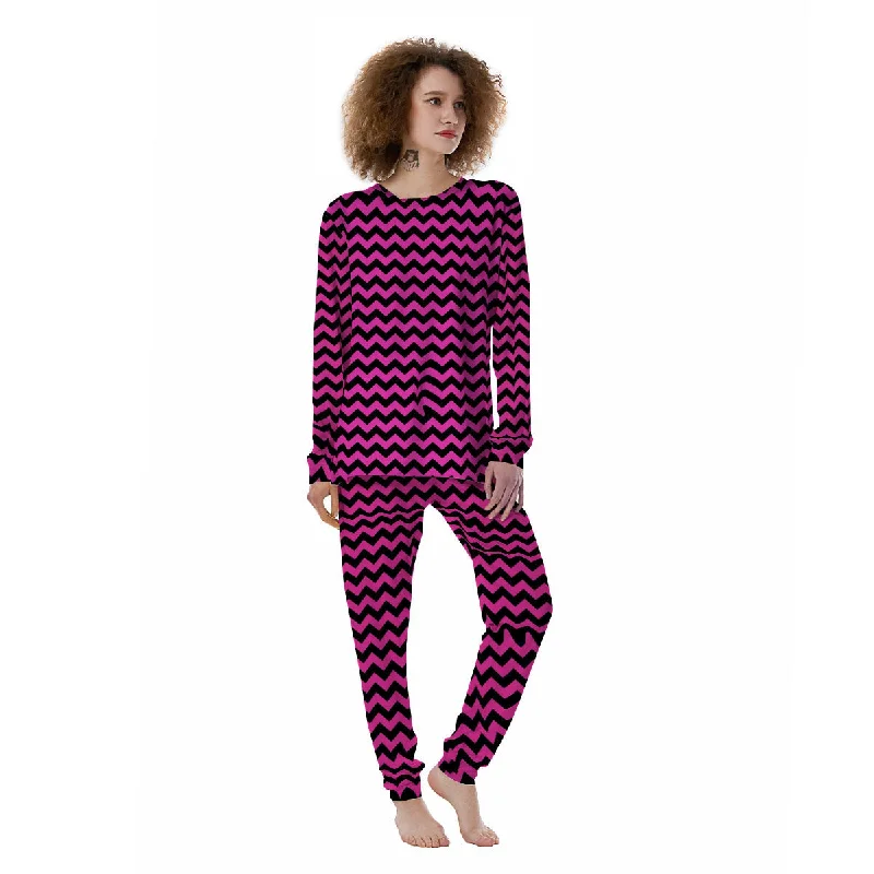 Black Chevron And Hot Pink Print Pattern Women's Pajamas Camisole pajama sets