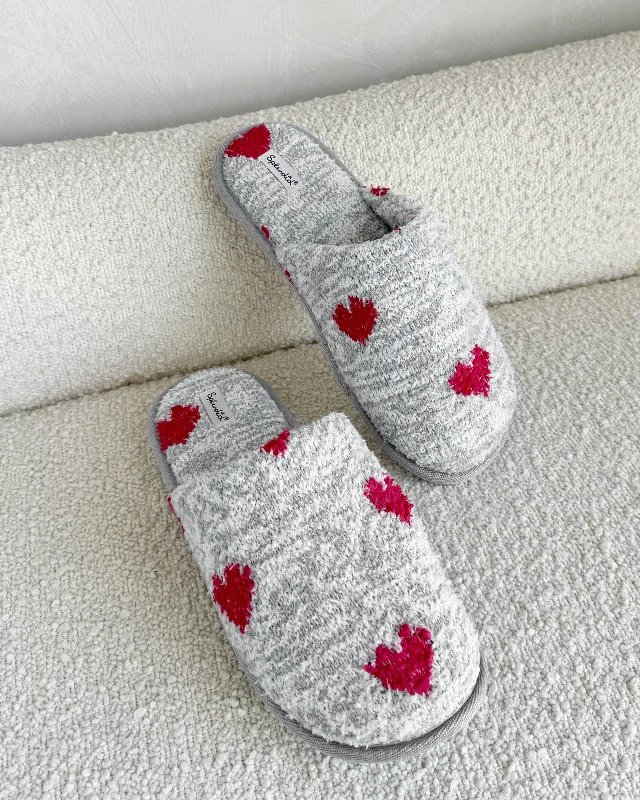 Red Hearts Cozy Slipper Slide Party pajama sets