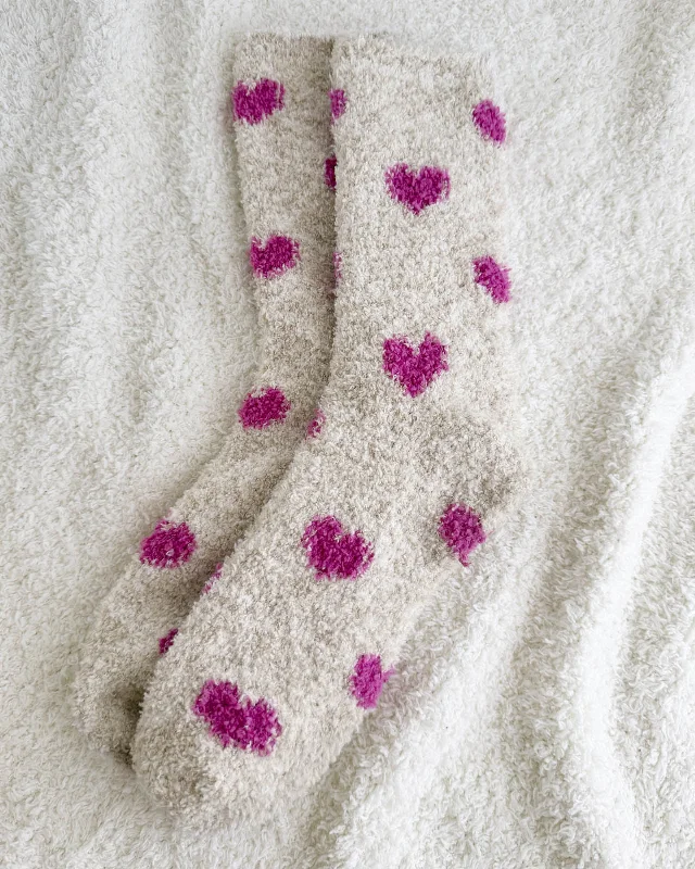 Pink Hearts Bia Fuzzy Socks Travel pajama sets