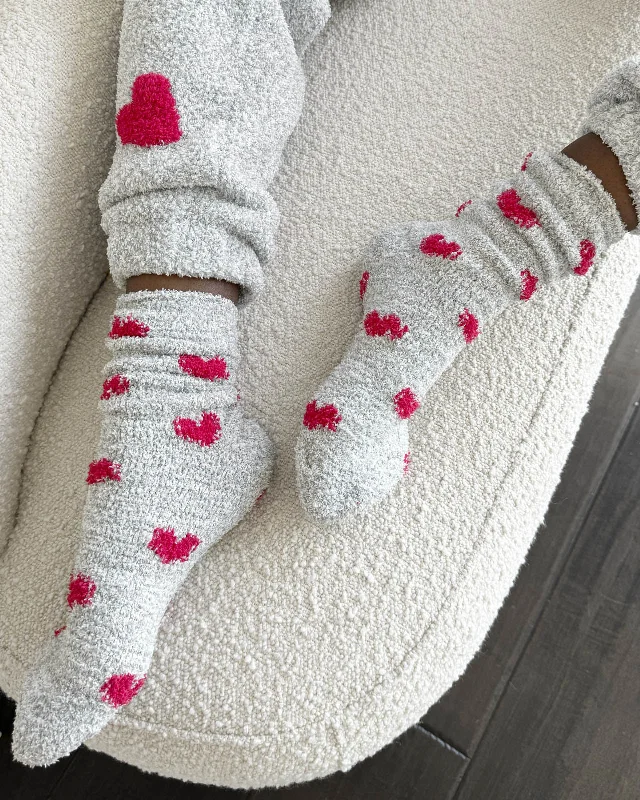 Red Hearts Bia Fuzzy Socks Loungewear pajama sets