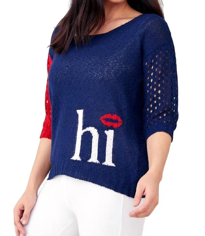 Crochet Hi-Bye Crew In Blue Zara sweaters