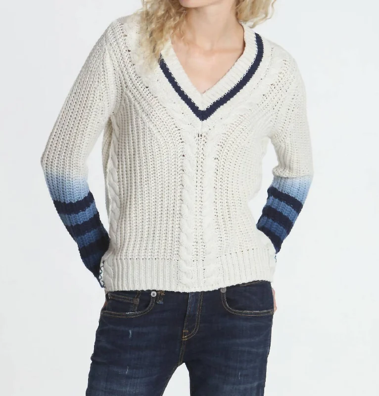 Dip Dyed Vee Sweater In Ecru Designer sweaters