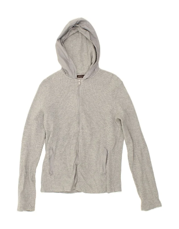 MICHAEL KORS Womens Zip Hoodie Sweater UK 14 Large Grey Cotton Anti-pilling sweaters