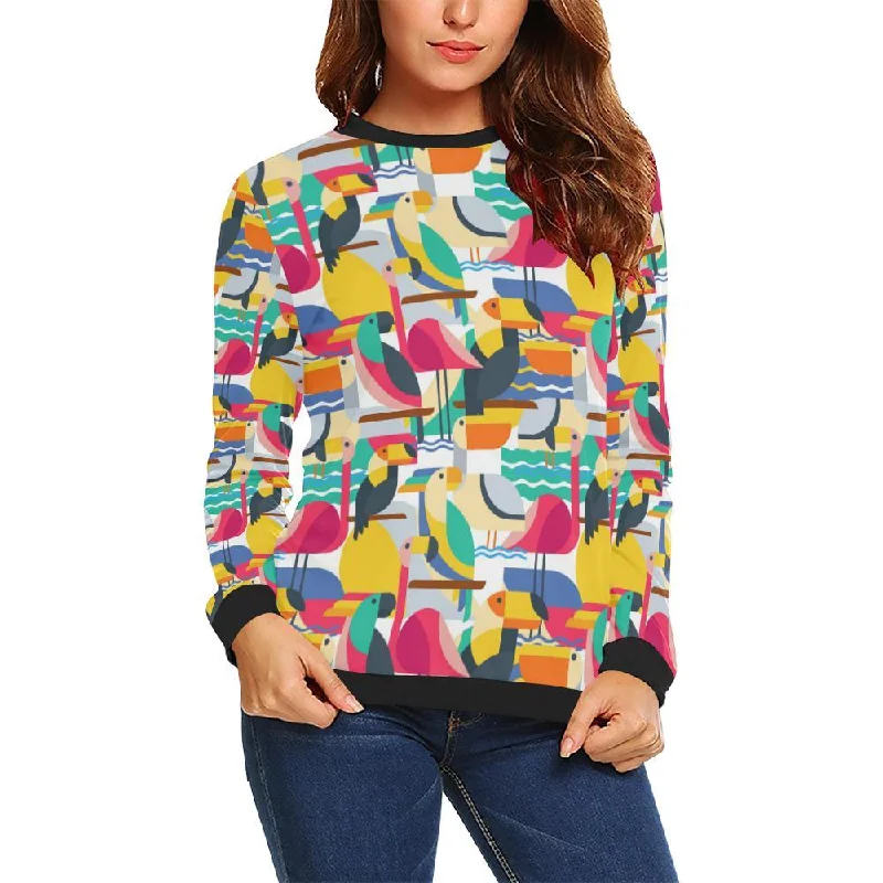 Parrot Pattern Print Women Crewneck Sweatshirt Best sweaters for work