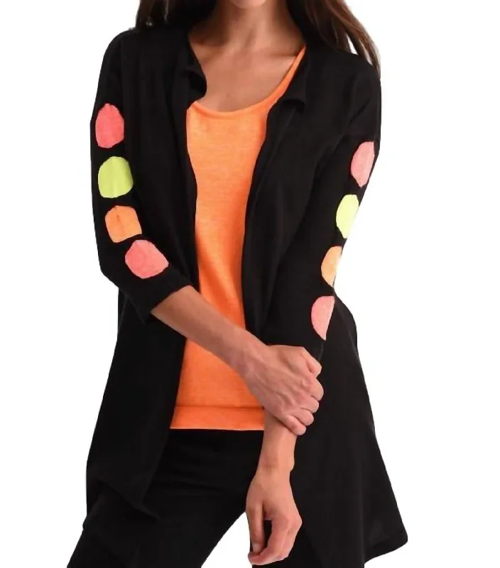 Polkadot 3/4 Sleeve Cardigan In Black/neon North Face sweaters