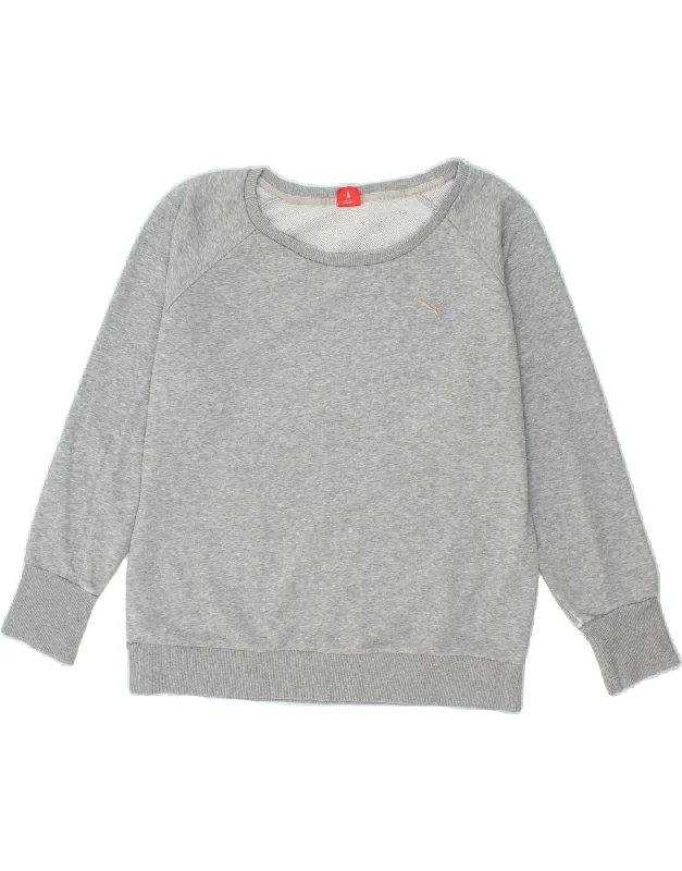 PUMA Womens Sweatshirt Jumper UK 14 Large Grey Cotton Minimalist sweaters