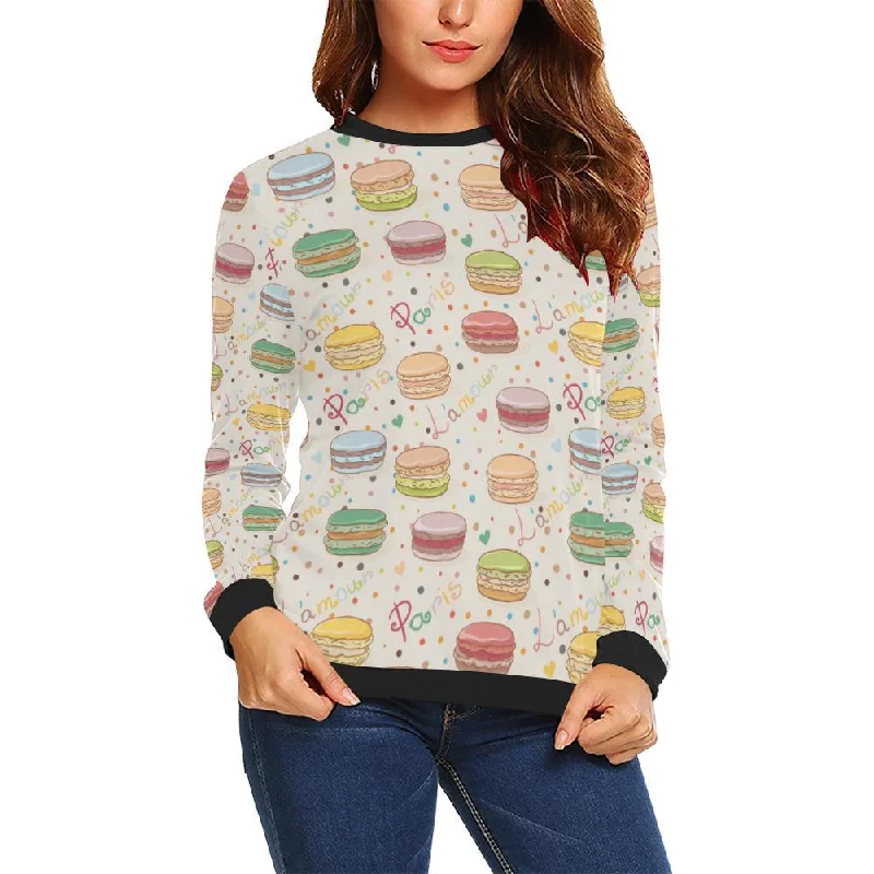 Sweet Macaron Pattern Print Women Crewneck Sweatshirt Luxury sweaters