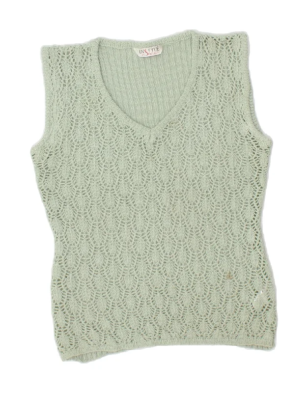 VINTAGE Womens Vest Tank Top UK 10 Small Green Acrylic H&M sweaters