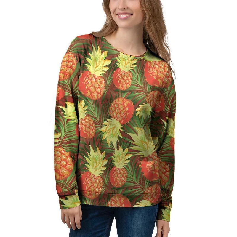 Yellow Neon Pineapple Hawaiian Print Women's Sweatshirt Formal sweaters