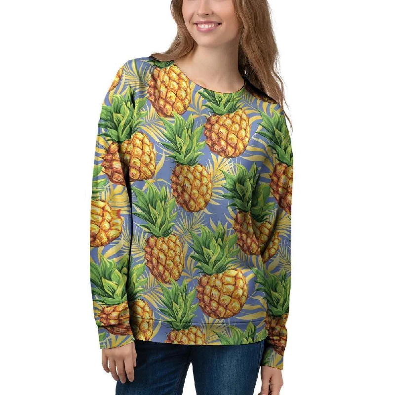 Yellow Pineapple Hawaiian Print Women's Sweatshirt Eco-friendly sweaters