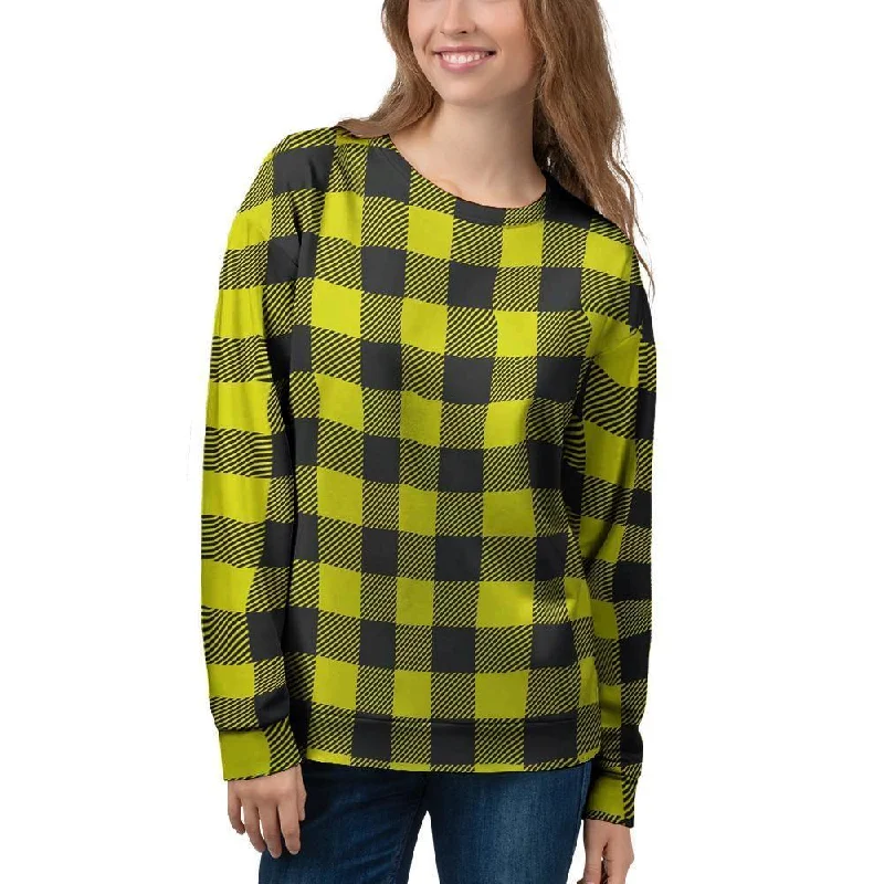 Yellow Plaid Women's Sweatshirt Wrinkle-resistant sweaters