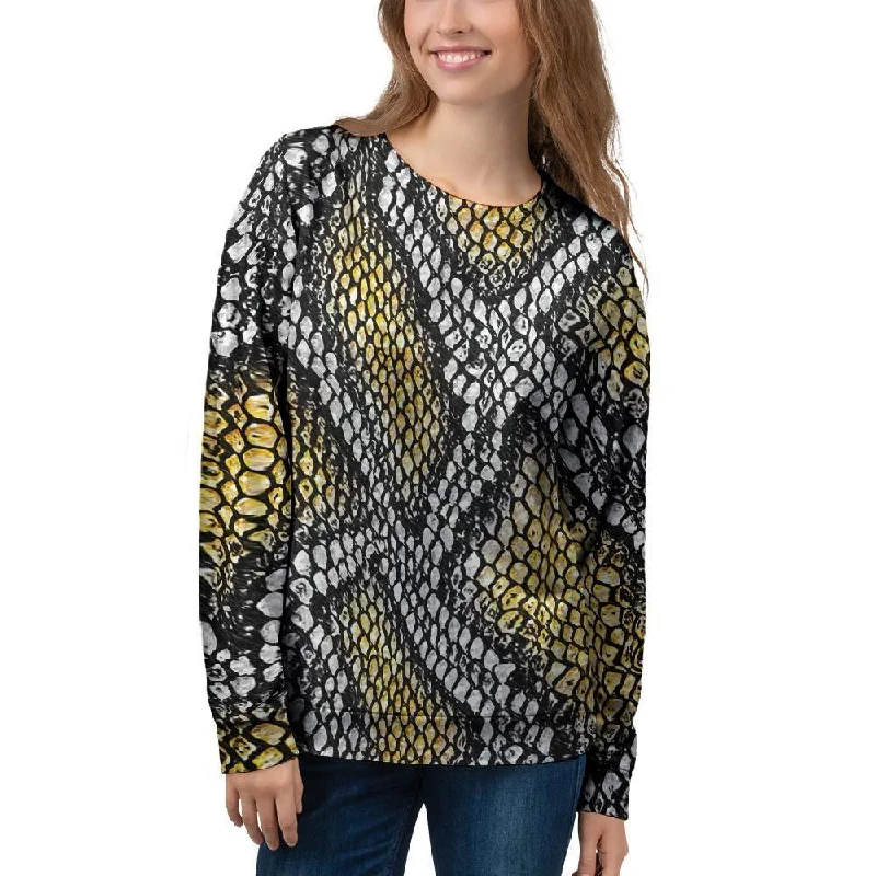 Yellow Snakeskin print Women's Sweatshirt Fashionable sweaters