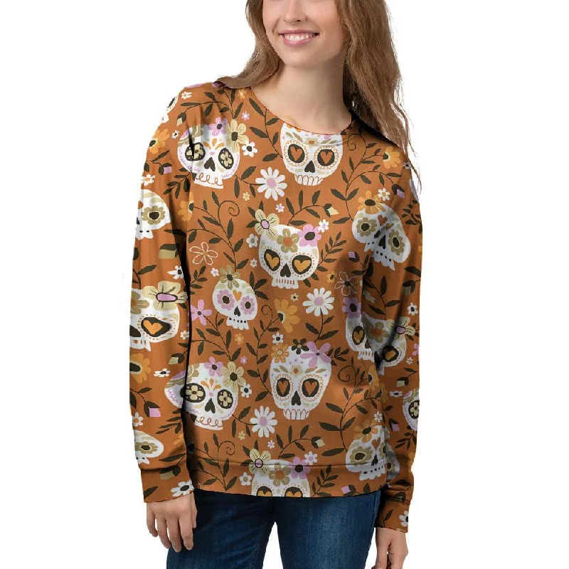 Yellow Sugar Skull Women's Sweatshirt Vintage sweaters