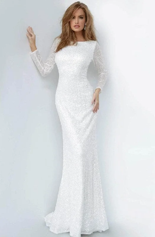 Jovani - Long Sleeve Glitter Evening Dress 2927SC Lace Wedding Dress