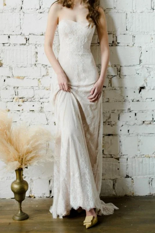 Simple Sweetheart Long Elegant Lace Beach Wedding Dress Bridal Gowns Y0079 A-line Wedding Gown