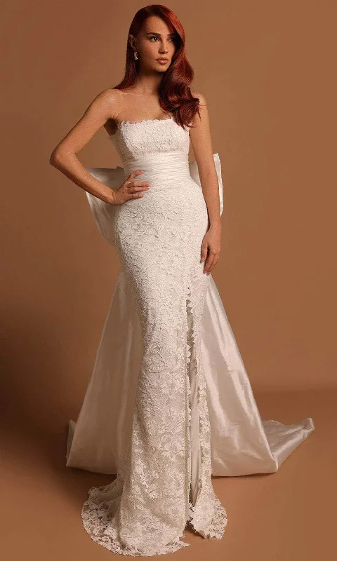 Tarik Ediz 53198 - Ruched Off-Shoulder Long Dress Illusion Neckline Gown