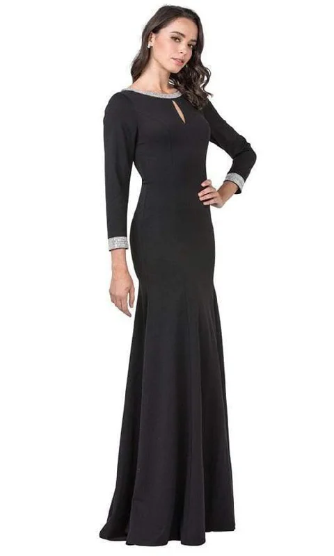 Aspeed Design - D374 Jewel-Trimmed Long Sleeve Dress Elegant maxi dresses