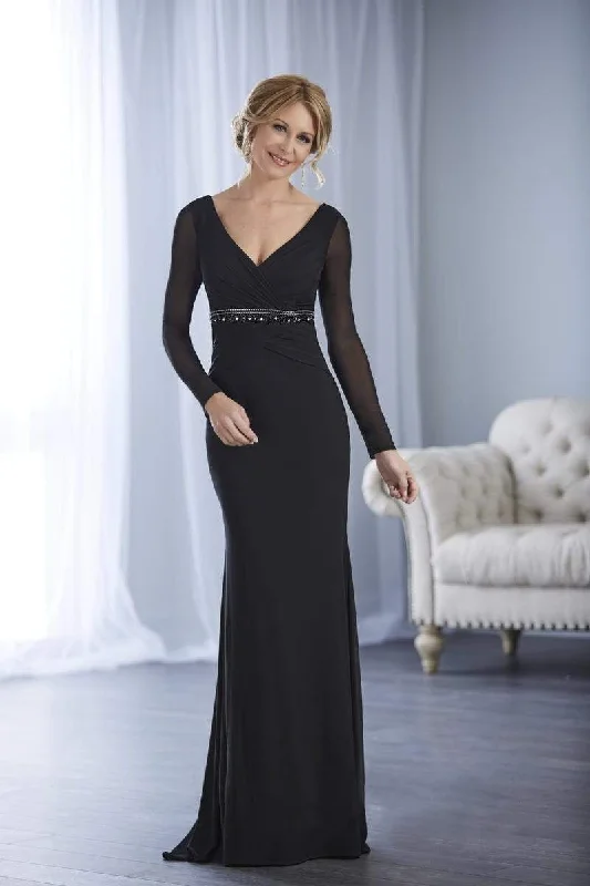 Christina Wu Elegance - Beaded Empire Long Sleeve Jersey Dress 17845 - 1 pc Hunter In Size 6 Available Velvet maxi dresses