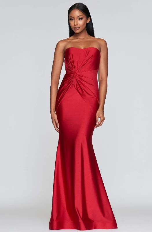 Faviana - Long Stretch Charmeuse Dress S10381 - 1 pc Ruby In Size 2 Available Silk maxi dresses