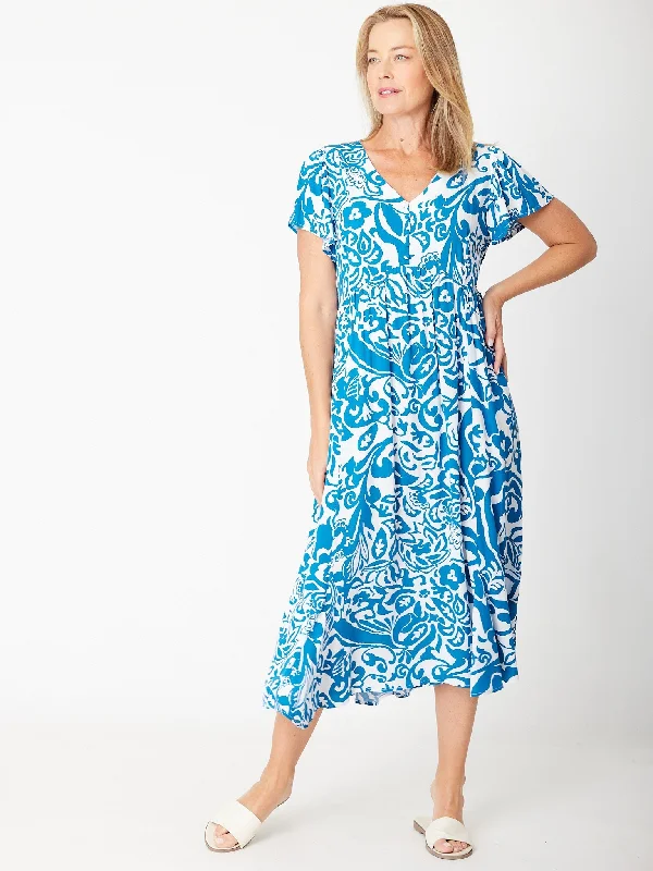 Maxi Flounce Dress- Ocean/Blue 30581 Summer party maxi dresses