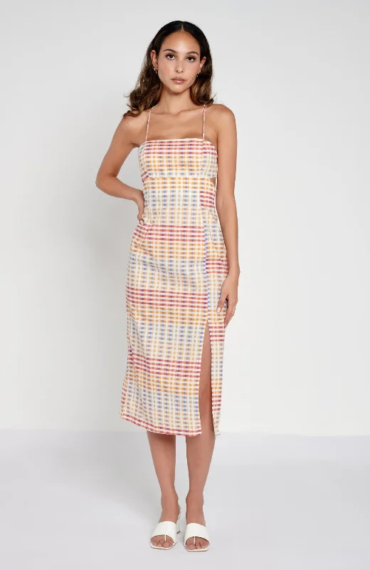 Another Girl - Organic Cotton Checked Cutout Midi Drees Best midi dresses for elegant looks