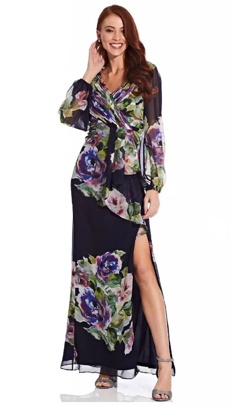 Adrianna Papell - AP1E206935SC Floral Wrapped Dress With Slit Must-have floral dresses for this season