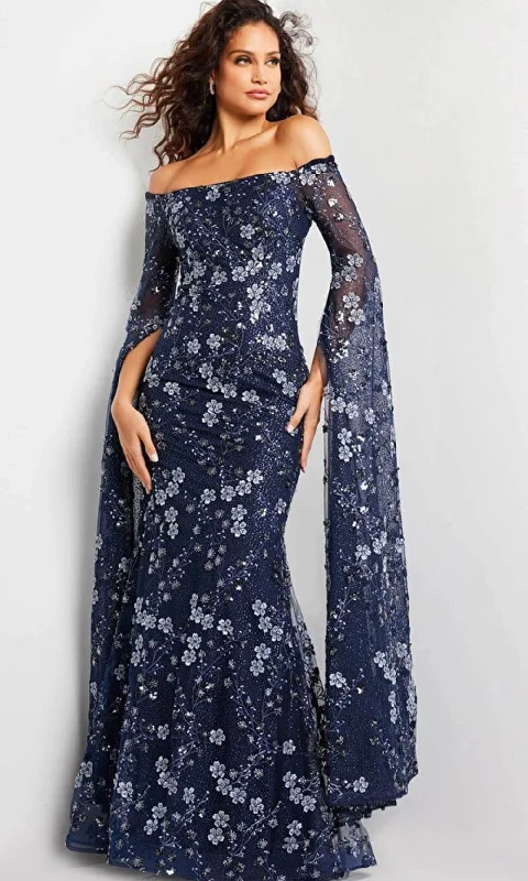 Jovani 26330 - Off Shoulder Floral Embroidered Gown Bodycon floral dresses