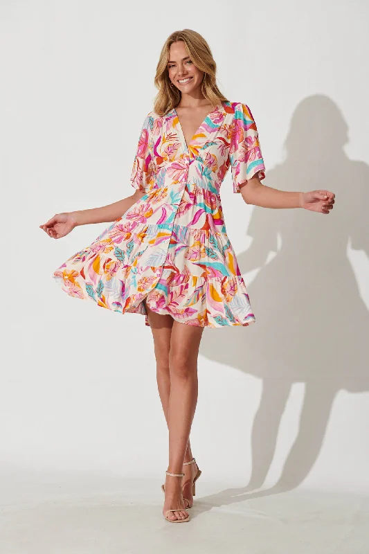 Ailish Dress In Bright Multi Leaf Print High-end unclassified dresses