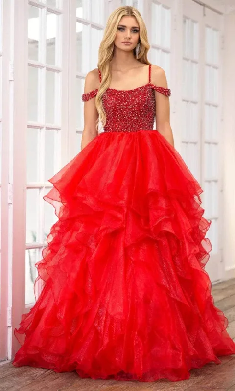 Ava Presley 28557 - Off Shoulder Ruffled Prom Gown High-low unclassified dresses