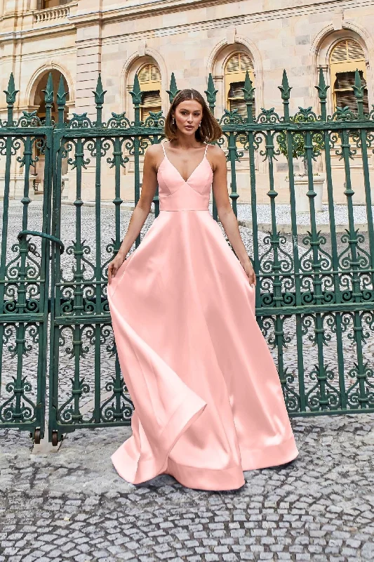 Ayla Satin A-line Debutante Dress – PO940 Soft Pink Cocktail unclassified dresses