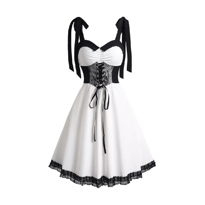 Black and white Steampunk dress Spring unclassified dresses