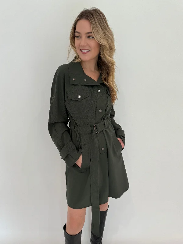 Brioso Utility Dress - Dark Green Denim unclassified dresses