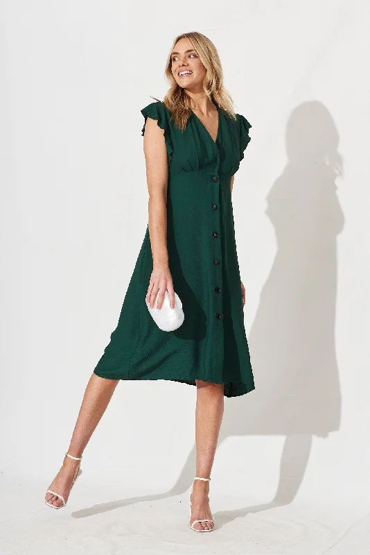 Chica Dress In Emerald Linen Blend Winter unclassified dresses