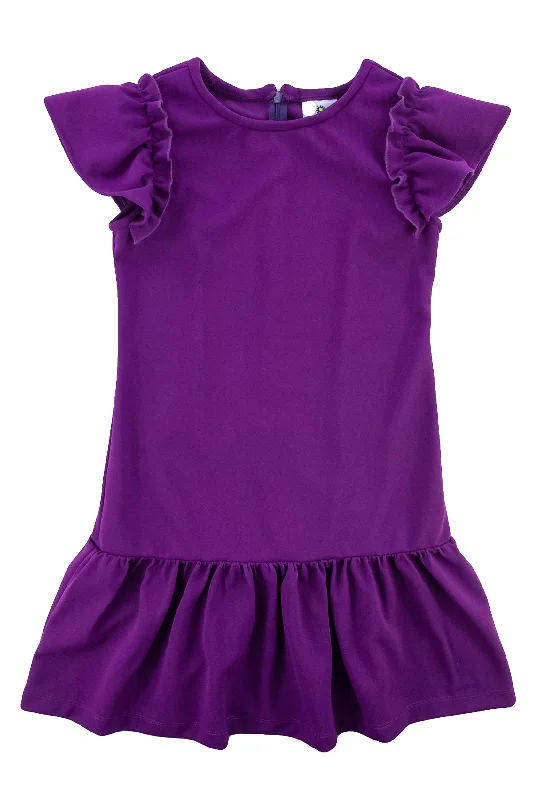 Crepe Scuba Dress w/ Ruffle Sleeve Bright color unclassified dresses